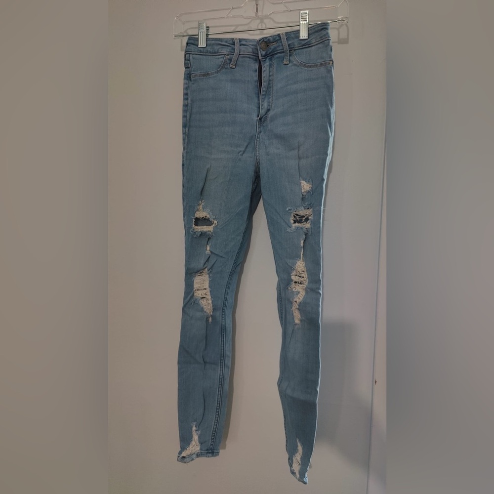 Hollister Blue Skinny Distressed Denim